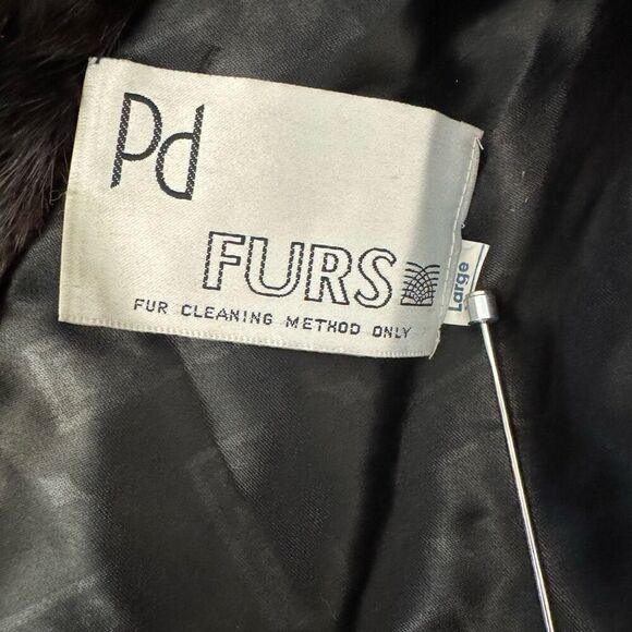 PD Furs Mink Fur Coat Dark Brown Vintage Size Large - Picture 5 of 7
